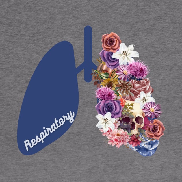 Floral Respiratory Lungs w Skull by Sandyschicdesigns